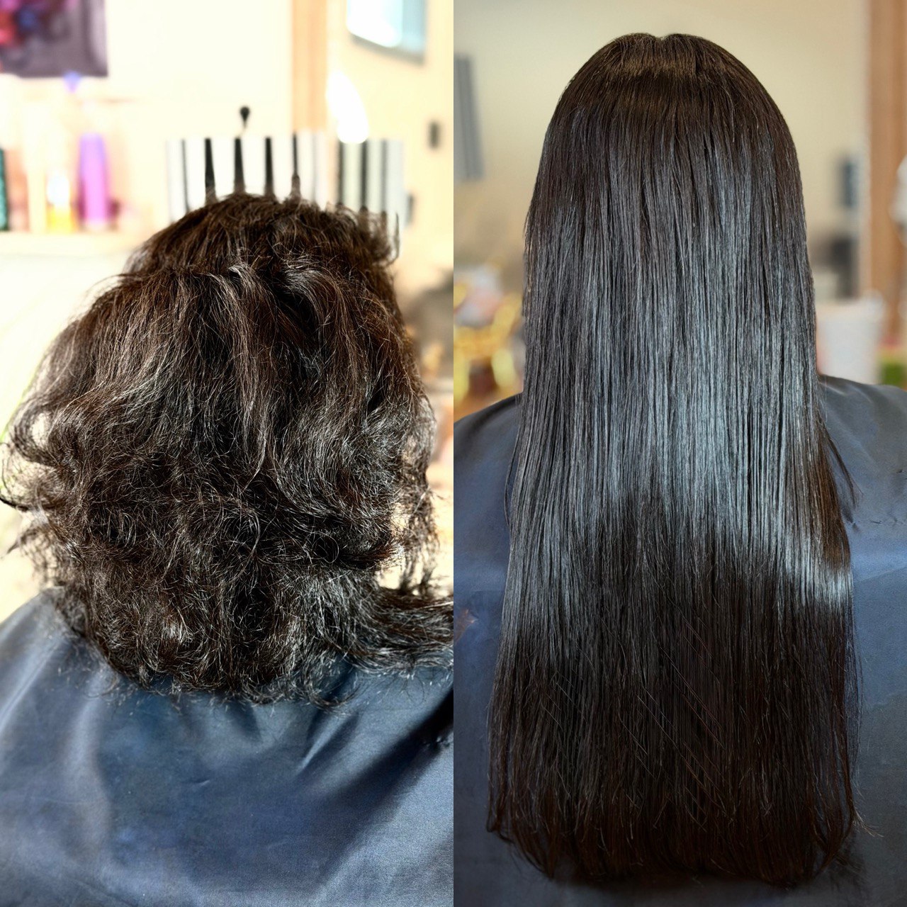 Hair extensions before and after result 1